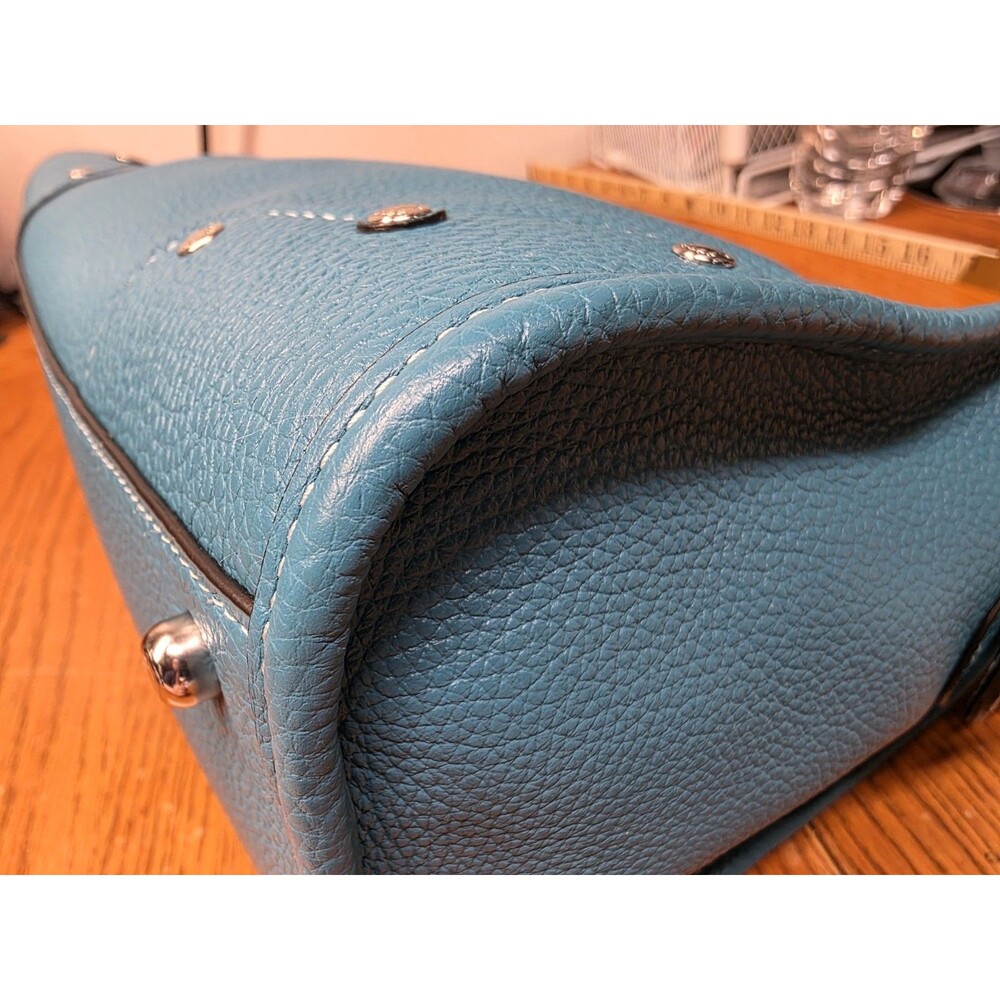Coach Millie Satchel Pebbled Leather Turquoise Teal CE633 Excellent Condition - Picture 6 of 16